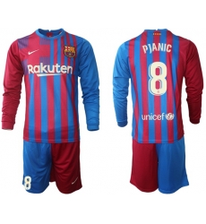 Men Barcelona Long Sleeve Soccer Jerseys 579