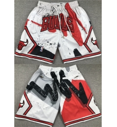 Men Chicago Bulls White Red Shorts  28Run Small 29