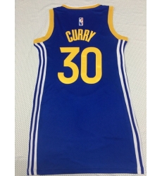 Women Golden Warriors 30 Stephen Curry Dress Stitched Jersey Blue II