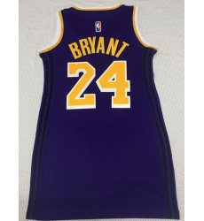 Women Los Angeles Lakers 24 Kobe Bryant Dress Stitched Jersey Purple II