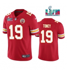 Men Kansas City Chiefs 19 Kadarius Toney Red Super Bowl LVII Patch Vapor Untouchable Limited Stitched Football Jersey