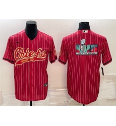 Men Kansas City Chiefs Red With Super Bowl LVII Big Logo Cool Base Stitched Baseball Jersey