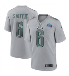 Men Women Youth Toddler Philadelphia Eagles 6 DeVonta Smith Grey Super Bowl LVII Patch Atmosphere Fashion Stitched Game Jersey