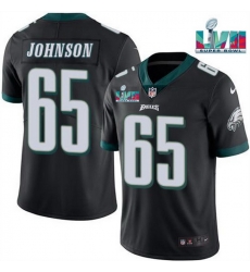 Men Women Youth Toddler Philadelphia Eagles 65 Lane Johnson Black Super Bowl LVII Patch Vapor Untouchable Limited Stitched Jersey