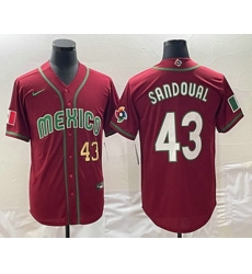 Men's Mexico Baseball #43 Patrick Sandoval Number 2023 Red World Classic Stitched Jerseys