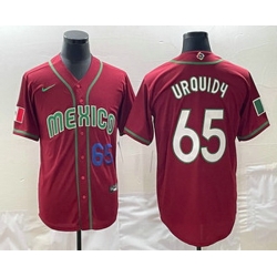 Men's Mexico Baseball #65 Giovanny Gallegos Number 2023 Red World Classic Stitched Jersey