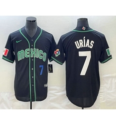 Men's Mexico Baseball #7 Julio Urias Number 2023 Black White World Classic Stitched Jersey1