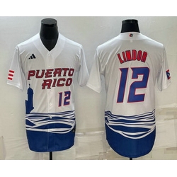 Mens Puerto Rico Baseball #23 Francisco Lindor Number White 2023 World Baseball Classic Stitched Jersey