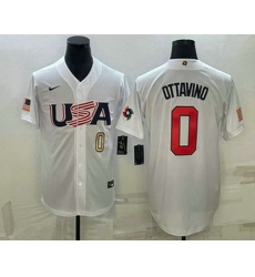 Men's USA Baseball #0 Adam Ottavino Number 2023 White World Baseball Classic Stitched Jerseys