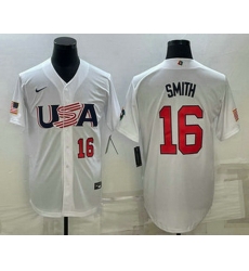 Mens USA Baseball #16 Will Smith Number 2023 White World Baseball Classic Stitched Jersey