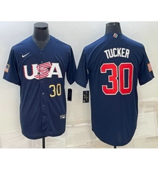 Men's USA Baseball #30 Kyle Tucker Number 2023 Navy World Baseball Classic Stitched Jersey