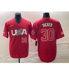 Men's USA Baseball #30 Kyle Tucker Number 2023 Red World Classic With Patch Stitched Jersey1