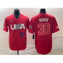 Men's USA Baseball #30 Kyle Tucker Number 2023 Red World Classic With Patch Stitched Jerseys