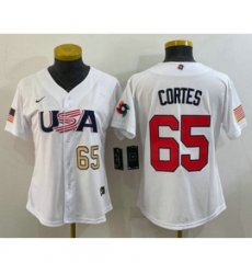 Womens USA Baseball 65 Nestor Cortes Number 2023 White World Classic Stitched Jersey