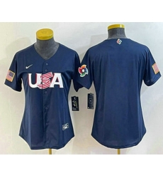 Women's USA Baseball Blank 2023 Navy World Classic Stitched Jersey