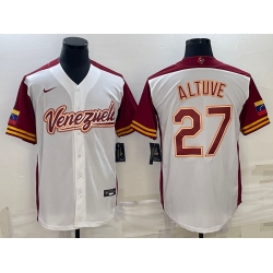 Men Venezuela Baseball 27 Jos E9 Altuve 2023 White World Baseball Classic Stitched Jersey