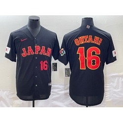 Men Japan Baseball 16 Shohei Ohtani 2023 Black World Baseball Classic Stitched Jersey