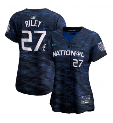 Women Atlanta Braves 27 Austin Riley Royal 2023 All Star Stitched Baseball Jersey