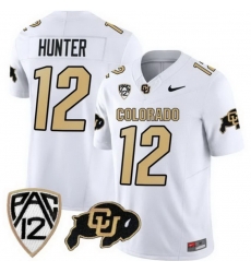 Colorado Buffaloes #12 Travis Hunter White 2023 Fuse Stitched Football Jersey