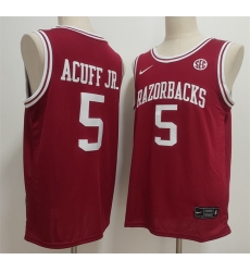 Men Arkansas Razorbacks 5 Darius Acuff Jr Red Stitched Football Jersey Men Arkansas Razorbacks 5 Darius Acuff Jr Red Stitched Football Jersey