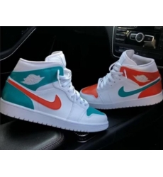 Men Nike Jordan 1 White Teal Orange Shoes 24D52