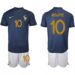 Youth France #10 Mbappe Nave Blue Soccer Jersey