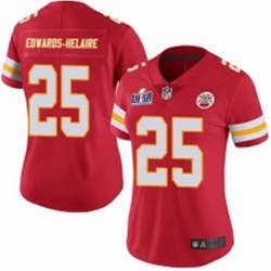 Women Kansas City Chiefs 25 Clyde Edwards Helaire Red Vapor Untouchable Stitched NFL 2024 Super Bowl LVIII Jersey