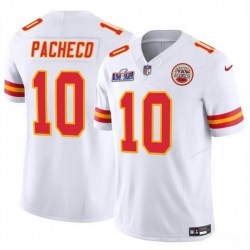 Youth Kansas City Chiefs 10 Isiah Pacheco White 2023 F U S E  Vapor Untouchable Limited Stitched 2024 Super Bowl LVIII Jersey