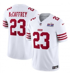 Youth San Francisco 49ers 23 Christian McCaffrey White 2023 F U S E  Vapor Untouchable Limited Stitched Football 2024 Super Bowl LVIII Jersey