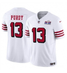 Men San Francisco 49ers 13 Brock Purdy 2023 F U S E  New White Vapor Untouchable Limited Stitched Football 2024 Super Bowl LVIII Jersey