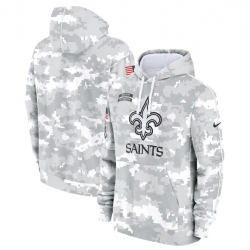 Youth New Orleans Saints 2024 White Gray Salute To Service Pullover Hoodie