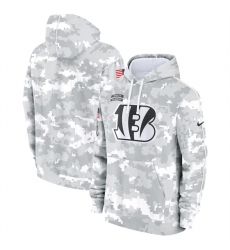 Youth Cincinnati Bengals 2024 White Gray Salute To Service Pullover Hoodie