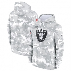 Youth Las Vegas Raiders 2024 White Gray Salute To Service Pullover Hoodie