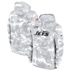 Youth New York Jets 2024 White Gray Salute To Service Pullover Hoodie