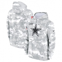 Youth Dallas Cowboys 2024 White Gray Salute To Service Pullover Hoodie