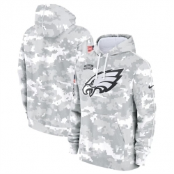 Youth Philadelphia Eagles 2024 White Gray Salute To Service Pullover Hoodie