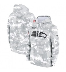 Youth Seattle Seahawks 2024 White Gray Salute To Service Pullover Hoodie