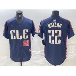 Men Cleveland Guardians 22 Josh Naylor Navy 2024 City Connect Limited Stitched Baseball Jersey 1