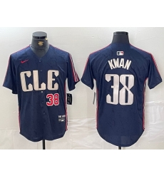 Men Cleveland Guardians 38 Steven Kwan Navy 2024 City Connect Limited Stitched Baseball Jersey 2