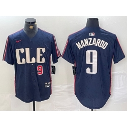 Men Cleveland Guardians 9 Kyle Manzardo Navy 2024 City Connect Limited Stitched Baseball Jersey 1