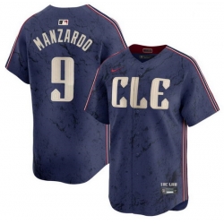 Men Cleveland Guardians 9 Kyle Manzardo Navy 2024 City Connect Limited Stitched Baseball Jersey