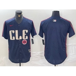 Men Cleveland Guardians Team Big Logo Navy 2024 City Connect Stitched Baseball Jersey C