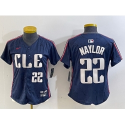 Women Cleveland Guardians 22 Josh Naylor Navy 2024 City Connect Limited Stitched jerseys 5