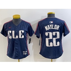 Women Cleveland Guardians 22 Josh Naylor Navy 2024 City Connect Limited Stitched jerseys