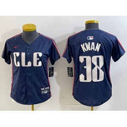 Women Cleveland Guardians 38 Steven Kwan Navy 2024 City Connect Limited Stitched jerseys