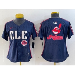 Women Cleveland Guardians Team Big Logo Navy 2024 City Connect Stitched Baseball Jersey 9