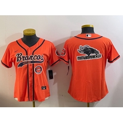 Women Denver Broncos big logoorange Cool Base Stitched Baseball Jersey  2