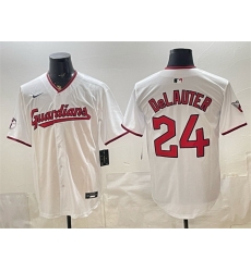 Men Cleveland Guardians  24 Chase DeLauter White Home Limited Stitched Baseball Jersey 593