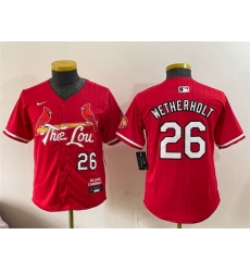 Youth St  Louis Cardinals  26 JJ Wetherholt Red 2024 City Connect Limited Stitched Baseball Jersey