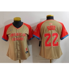 Women American League 22 Juan Soto Cream 2024 All Star Limited Stitched Baseball Jersey 5